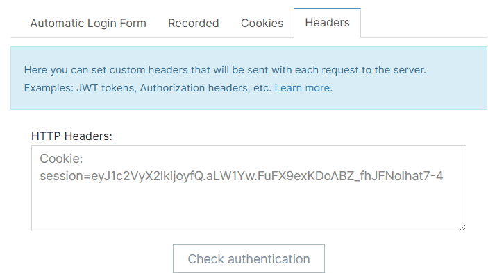 authentication method - headers example