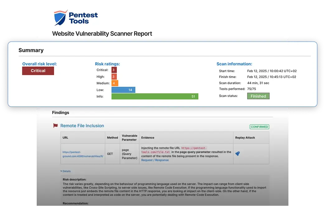 Powerful Website scanner report